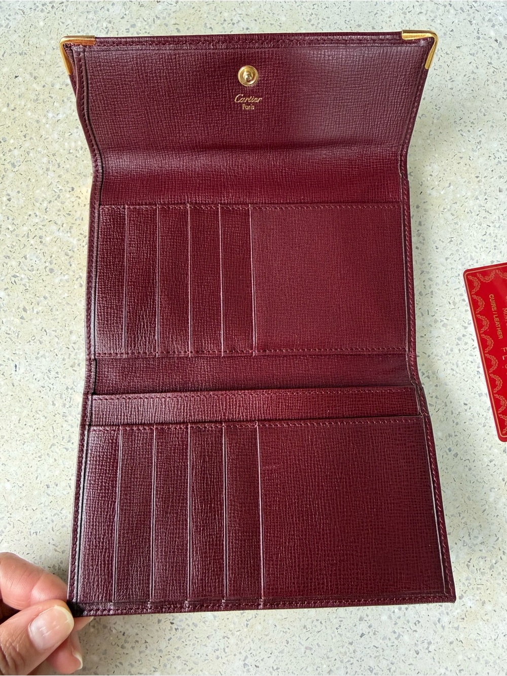 Vintage Cartier Must de Cartier Bordeaux Trifold Kiss-Lock Wallet - Picture 4 of 11